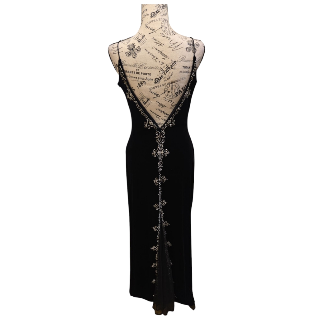 Vintage Dave & Johnny By Laura Ryner Elegant Black Velvet Evening Dress
